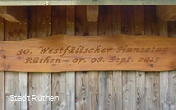 Holzinfotafel zum Westfälischen Hansetag 2013 in R